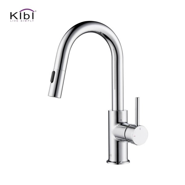 Kibi Circular Single Handle Pull Down Kitchen & Bar Sink Faucet, Chrome KKF2011CH